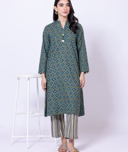 V-Neck Geometric Kurta