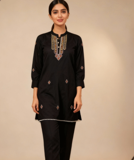 Women’s Black Embroidered Kurta Suit