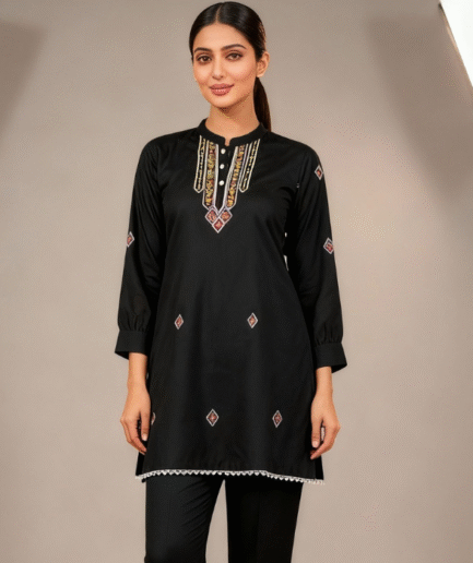 Women’s Black Embroidered Kurta Suit