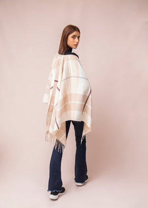 Women’s Light Beige Check Shawl