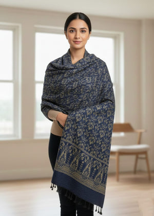 Women’s Blue Printed Shawl