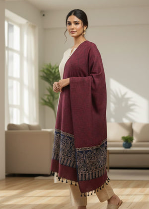 Maroon Wool Shawl